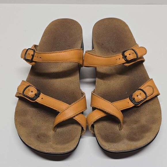 SAS SHELLY ORANGE LEATHER SANDALS Women's SZ 9.5M - Picture 1 of 7